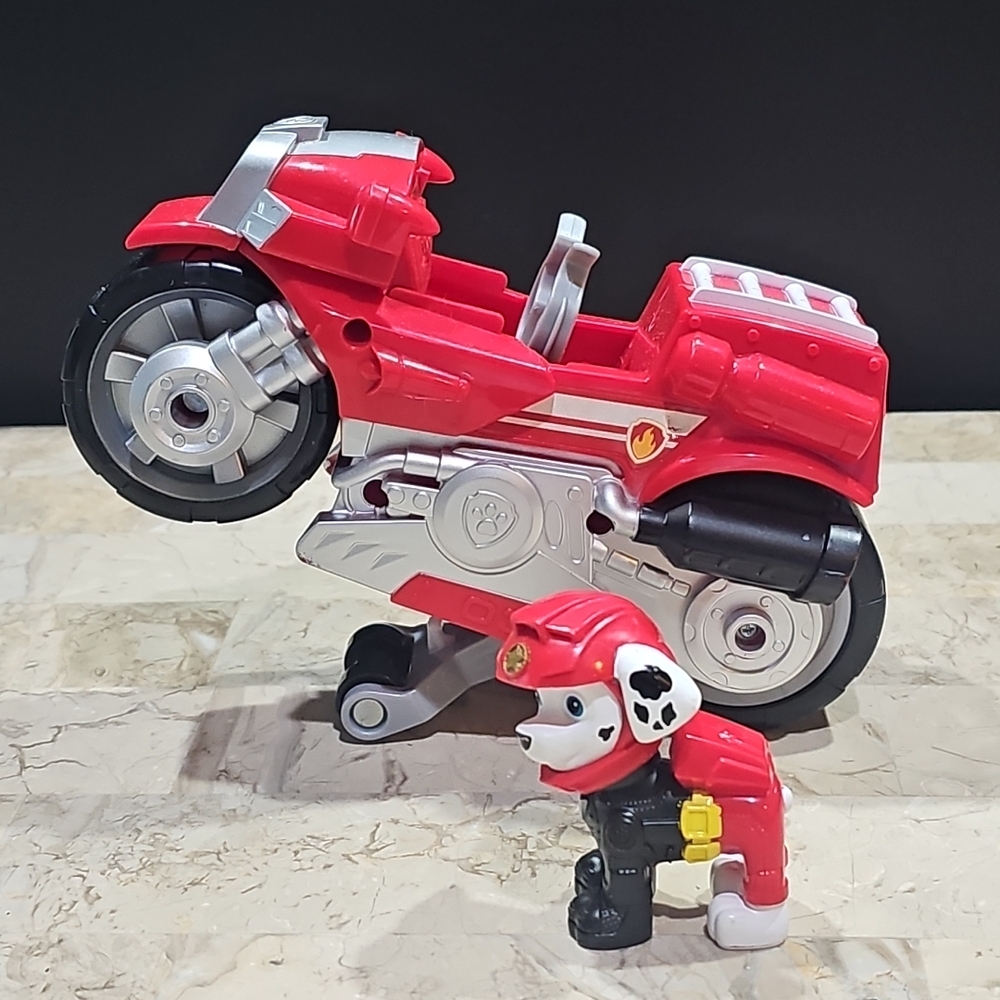 Nickelodeon Paw Patrol Moto Pups MARSHALL Pull Back Deluxe Wheelie Motorcycle